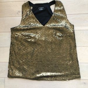 Gold sequin V-neck sleeveless top